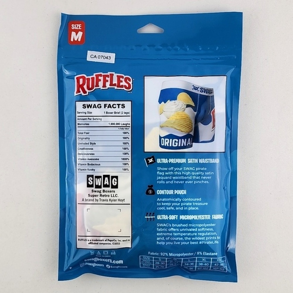 NWT Ruffles 1 Boxer + 2 Crew Socks Snack Bag Aisle Original Flavour M (31-33) - Picture 7 of 15